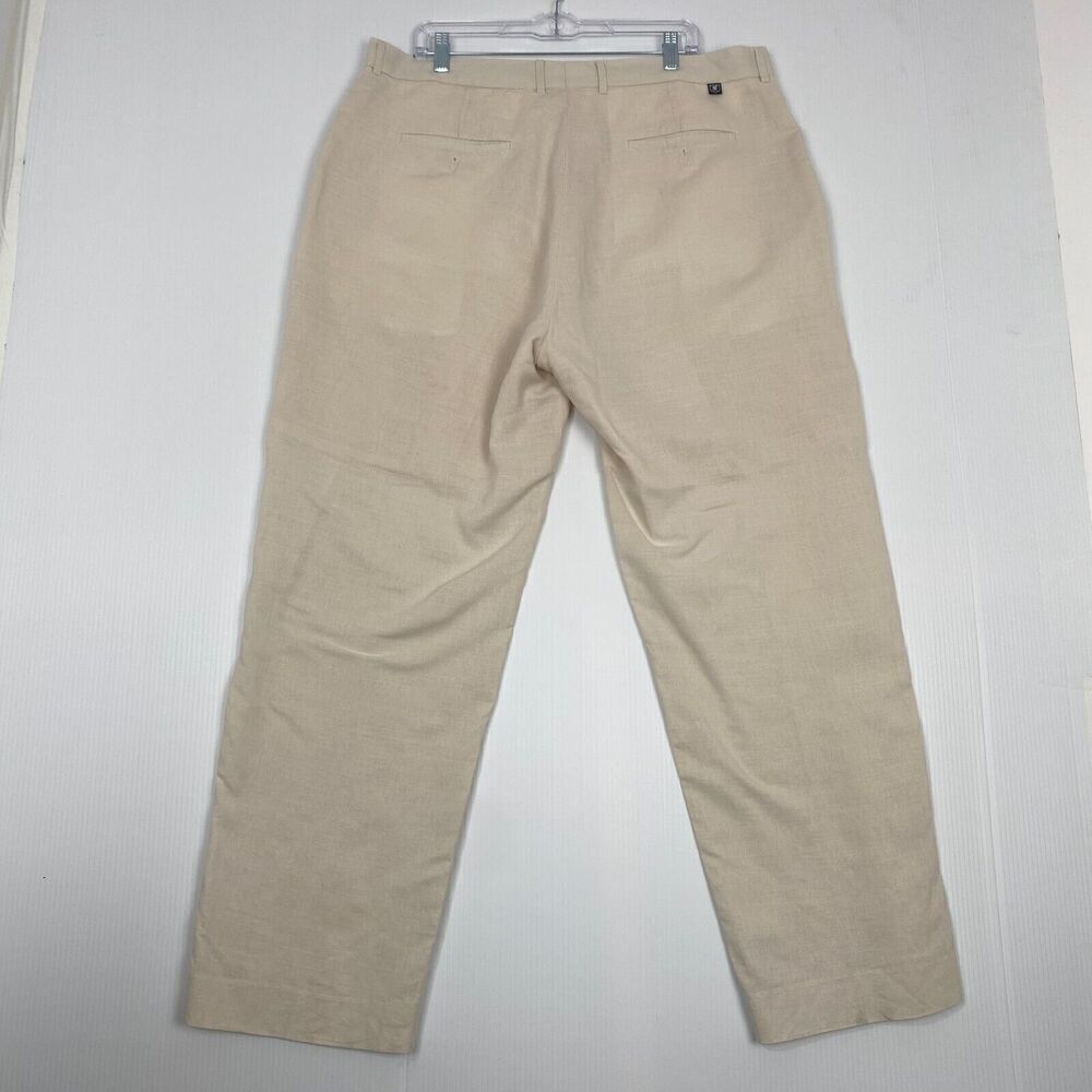 Stacy Adams 70% Linen 30% Cotton Tan Dress Pant Comfort Size 40 X 32 Mens
